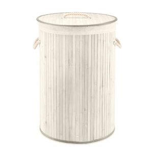 Cesta de Bambú Blanca Redonda 40 x 60 cm.