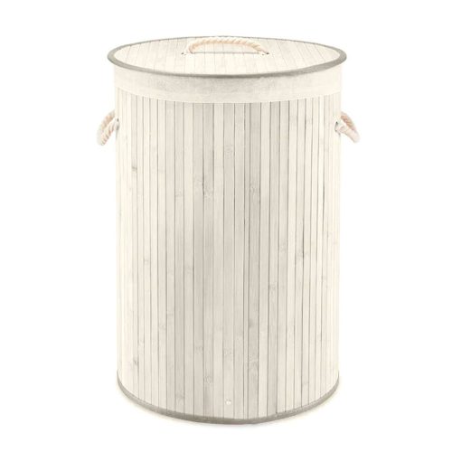 Cesta de Bambú Blanca Redonda 40 x 60 cm.
