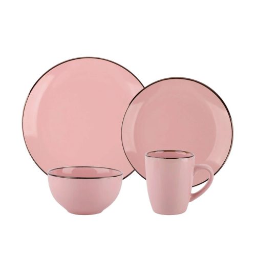 Juego de Vajilla de Cerámica de 16 Piezas - Rosa