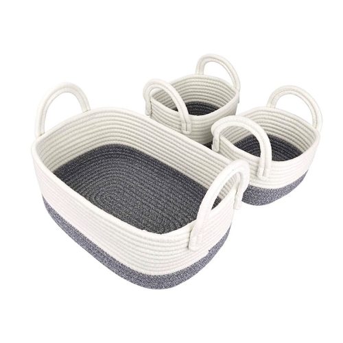 Cesta de Almacenamiento Tejidas con Cuerda de Algodón 3 Pcs