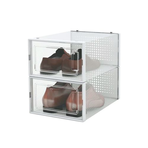 Caja organizadora de almacenamiento de zapatos apilable x 2