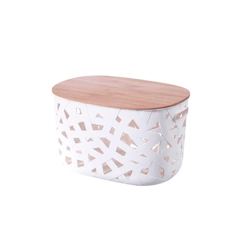 Cesta de Almacenamiento con tapa de Bambú 40 x 27 x 24,2 cm