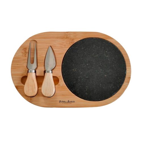 Tabla Bandeja Para Quesos Piedra con 2 Accesorios