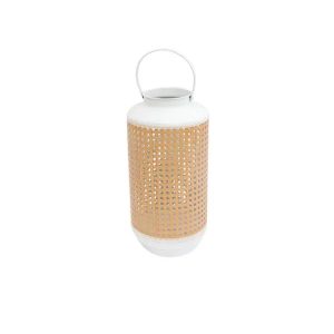 Candelabro Metal Blanco - Crema 18 x 18 x 47 cm.