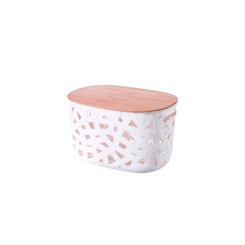 Cesta de Almacenamiento con tapa de Bambú 23,5x17,5x13 cm.