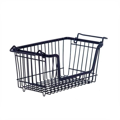Cesta Apilable de Metal Negro 30 x 17 x 14.5 cm.