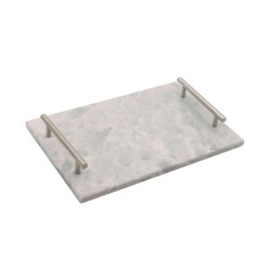 Bandeja Rectangular de Mármol con Manija 30 X 20 cm.