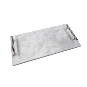 Bandeja Rectangular de Mármol con Manija 40 X 20 cm.