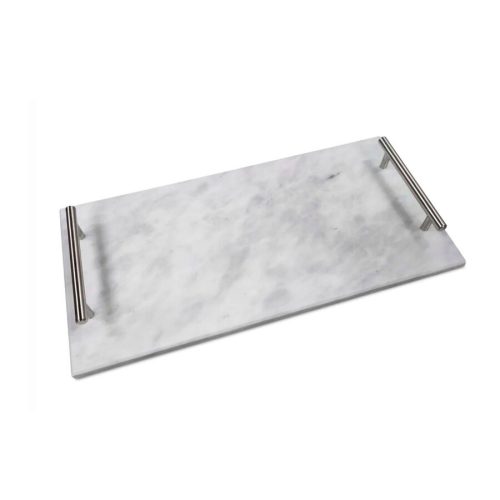 Bandeja Rectangular de Mármol con Manija 40 X 20 cm.