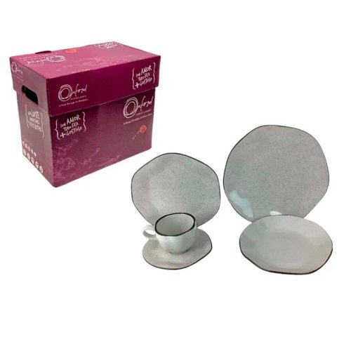 Juego de Vajilla 20 Piezas - Blanco con Chocolate - Imagen 2