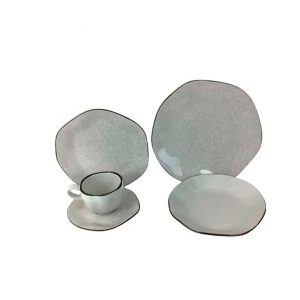 Juego de Vajilla 20 Piezas - Blanco con Chocolate
