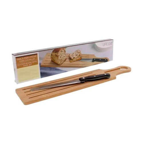 Tabla para Pan de Bambú de 10 x 50 cm. con Cuchillo - Imagen 2