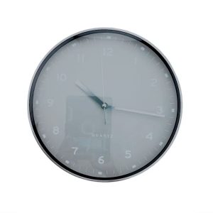 Reloj De Pared Marco Plateado Centro Gris 30,5 cm