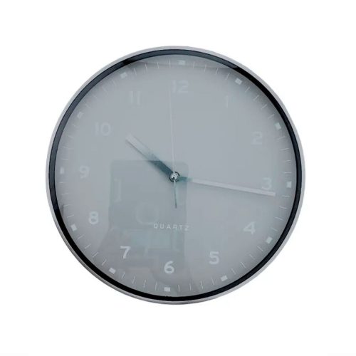 Reloj De Pared Marco Plateado Centro Gris 30,5 cm