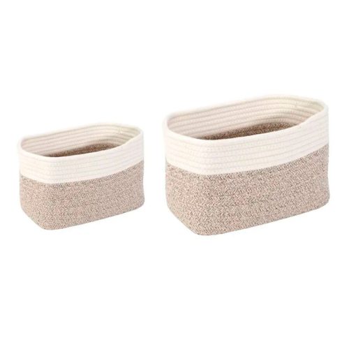 Cesta de Almacenamiento Tejida de Cuerda de algodón, 2 Pzas.