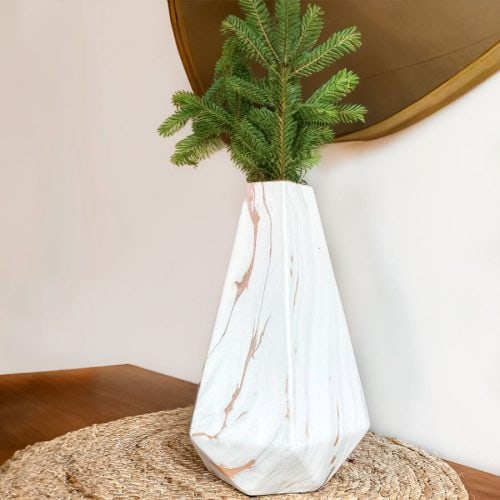 Florero Céramica Blanco con Dorado 12 x 18 cm. - Imagen 2