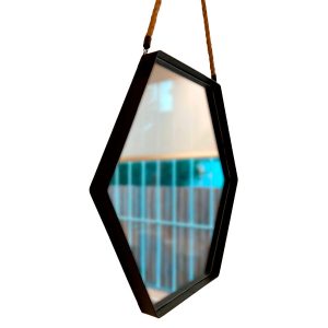 Espejo Hexagonal Negro de Pared 46 x 40 x 3 cm.