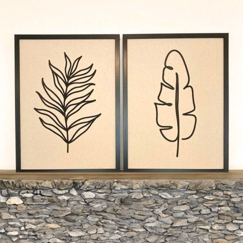 Cuadro Rectangular con Hoja en Relieve Negro 45 x 60 - Imagen 9