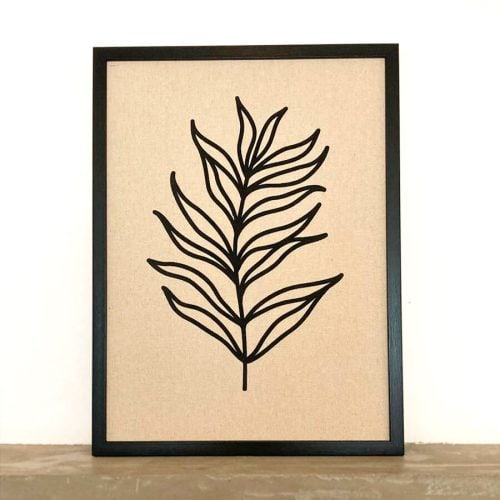 Cuadro Rectangular con Hoja en Relieve Negro 45 x 60 - Imagen 2
