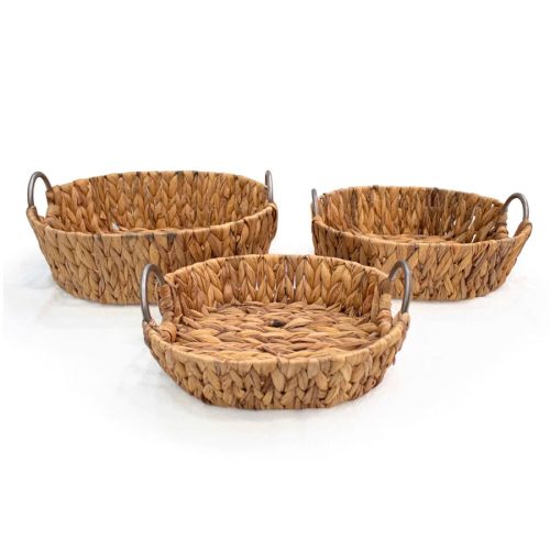 Cesta tejida en Fibra Natural con asas de metal - Set de 3