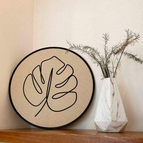 Cuadro Redondo con Hoja en Relieve Negro 48 cm. - Imagen 5