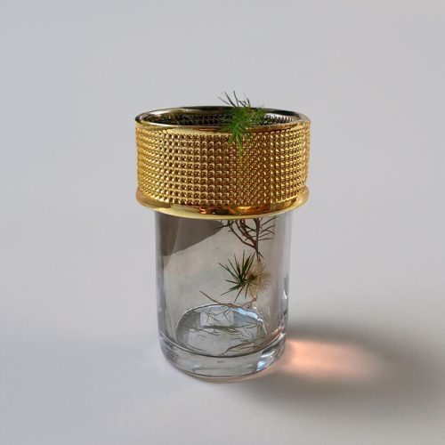 Florero Transparente-Dorado 13 x 18,4 x 13 cm. - Imagen 2