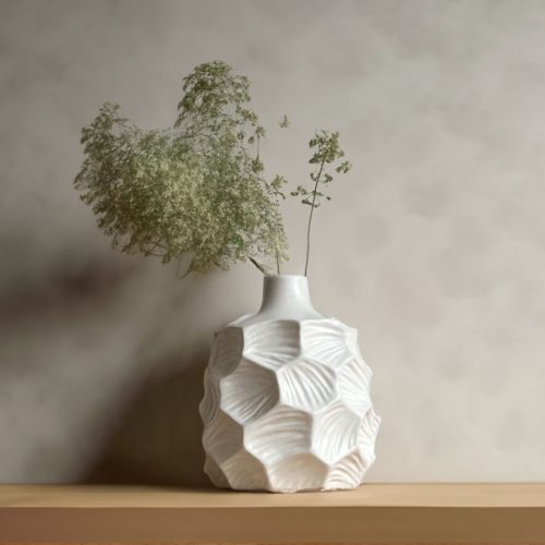 Florero Céramica Blanco 15 x 18 x 15 cm. - Imagen 2