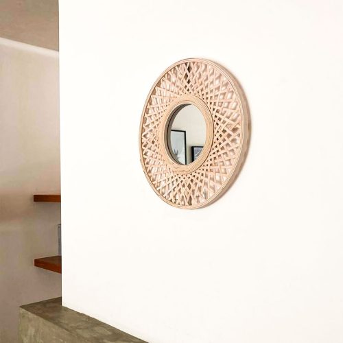 Espejo Decorativo 50 cm. de Bambú y Ratán - Imagen 2