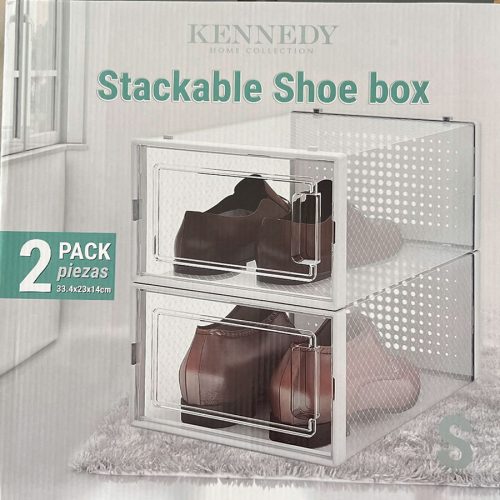 Caja organizadora de almacenamiento de zapatos apilable x 2 - Imagen 3