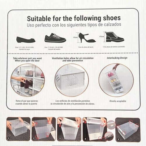 Caja organizadora de almacenamiento de zapatos apilable x 2 - Imagen 4