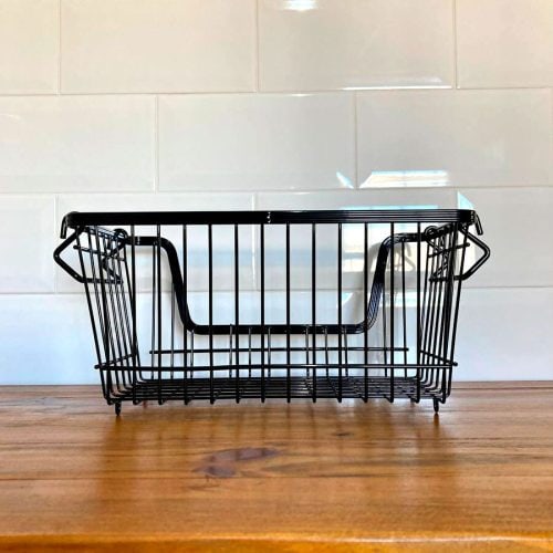 Cesta Apilable de Metal Negro 30 x 17 x 14.5 cm. - Imagen 2