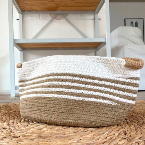 Cesta de cuerda de algodón flexible 34 x 25 x 22 cm. - Imagen 2