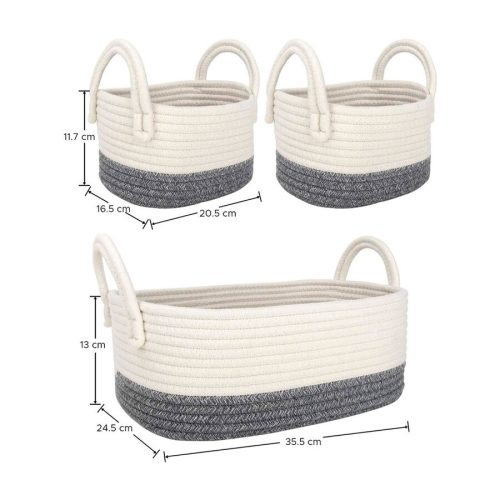 Cesta de Almacenamiento Tejidas con Cuerda de Algodón 3 Pcs - Imagen 2