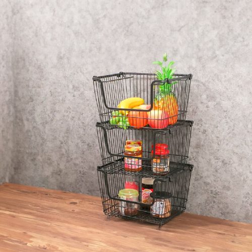Cesta Apilable de Metal Negro 30 x 17 x 14.5 cm. - Imagen 5