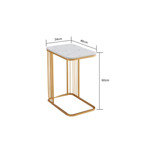 Mesa Auxiliar de Metal Dorado con Tapa MDF Patrón Mármol - Imagen 3