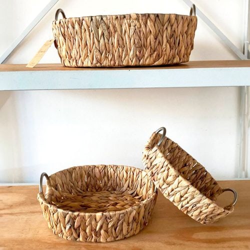 Cesta tejida en Fibra Natural con asas de metal - Set de 3 - Imagen 2