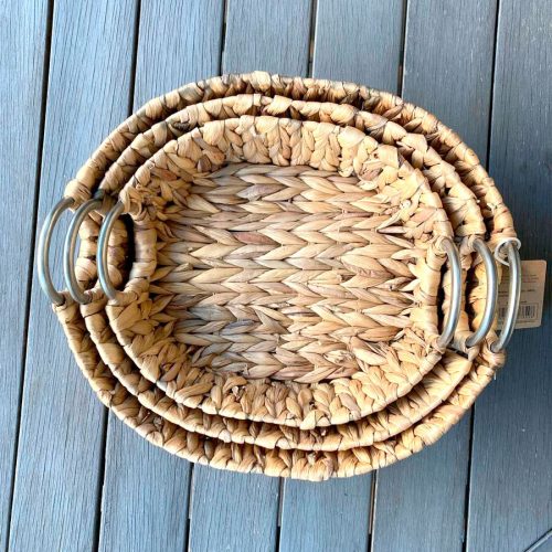 Cesta tejida en Fibra Natural con asas de metal - Set de 3 - Imagen 3