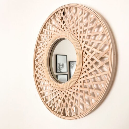 espejo redondo ratán