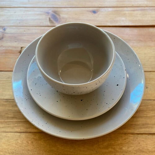Juego de Vajilla de Cerámica de 16 Piezas - Gris Claro - Imagen 2