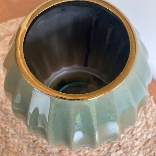 Florero Céramica Verde 14 x 19,5 x 14 cm. - Imagen 4