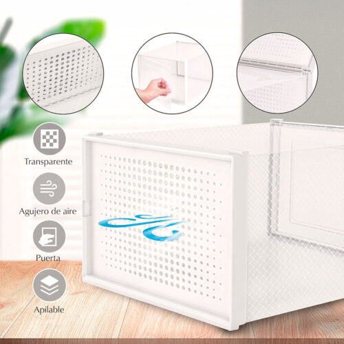 Caja organizadora de almacenamiento de zapatos apilable x 2 - Imagen 6