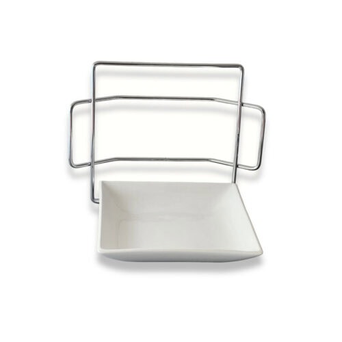 Bandeja Porcelana con Base Cromada Rectangular 20,7 cm. - Imagen 3