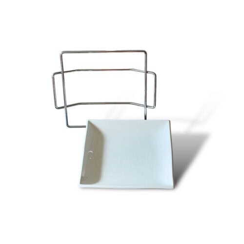 Bandeja Porcelana con Base Cromada Rectangular 25,5 cm. - Imagen 3