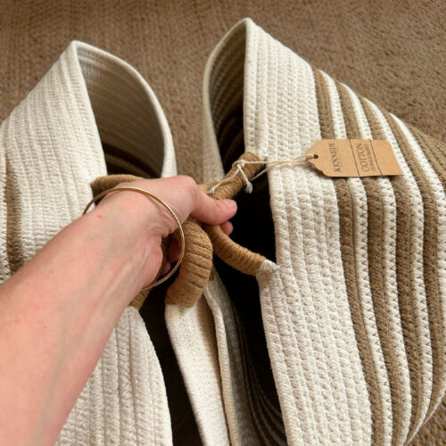 Cesta de cuerda de algodón flexible 37 x 29 x 23 cm. - Imagen 4