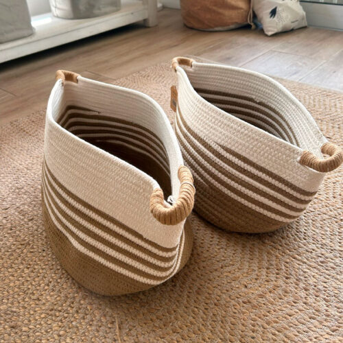 Cesta de cuerda de algodón flexible 34 x 25 x 22 cm. - Imagen 5