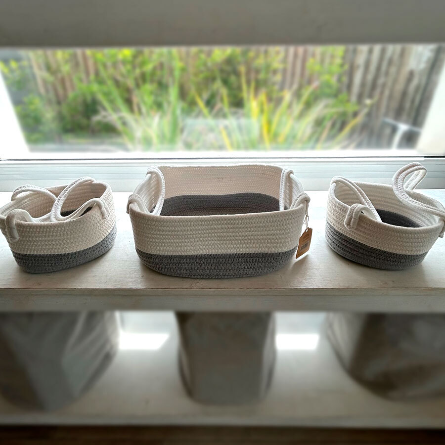 Cesta de Almacenamiento Tejidas con Cuerda de Algodón 3 Pcs - Imagen 10