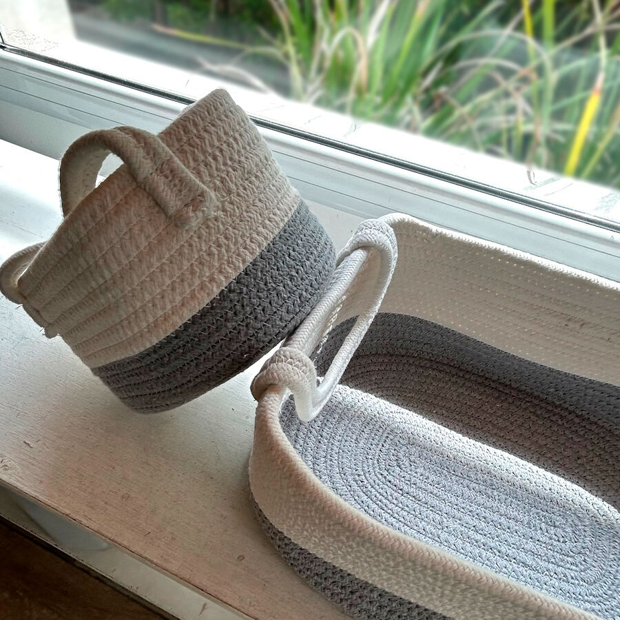 Cesta de Almacenamiento Tejidas con Cuerda de Algodón 3 Pcs - Imagen 11