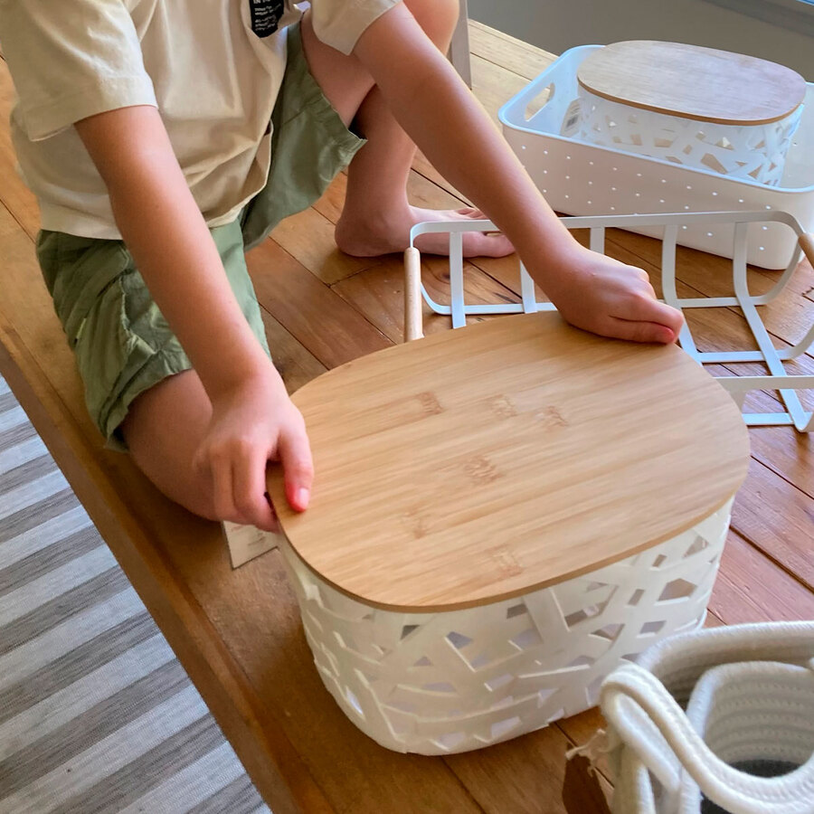 Cesta de Almacenamiento con tapa de Bambú 40 x 27 x 24,2 cm - Imagen 2