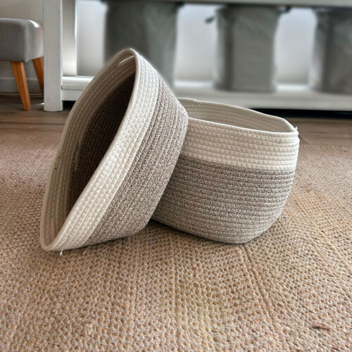 Cesta de Almacenamiento Tejida de Cuerda de algodón, 2 Pzas. - Imagen 2